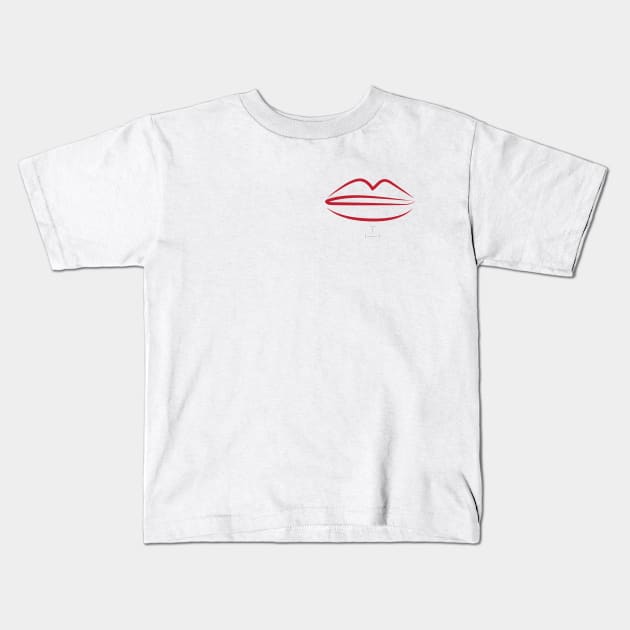 Red Lips Kids T-Shirt by SkelBunny